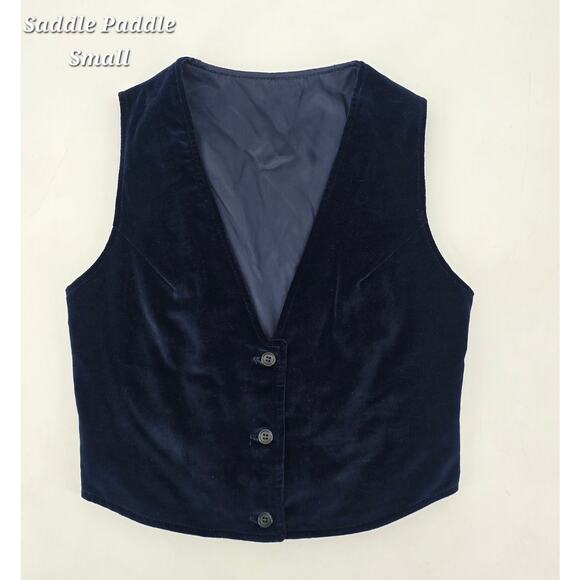 Paddle & Saddle Jackets & Blazers - Vintage Paddle & Saddle Indigo Velvet‎ Vest Union Made USA 70s Tailored Cropped